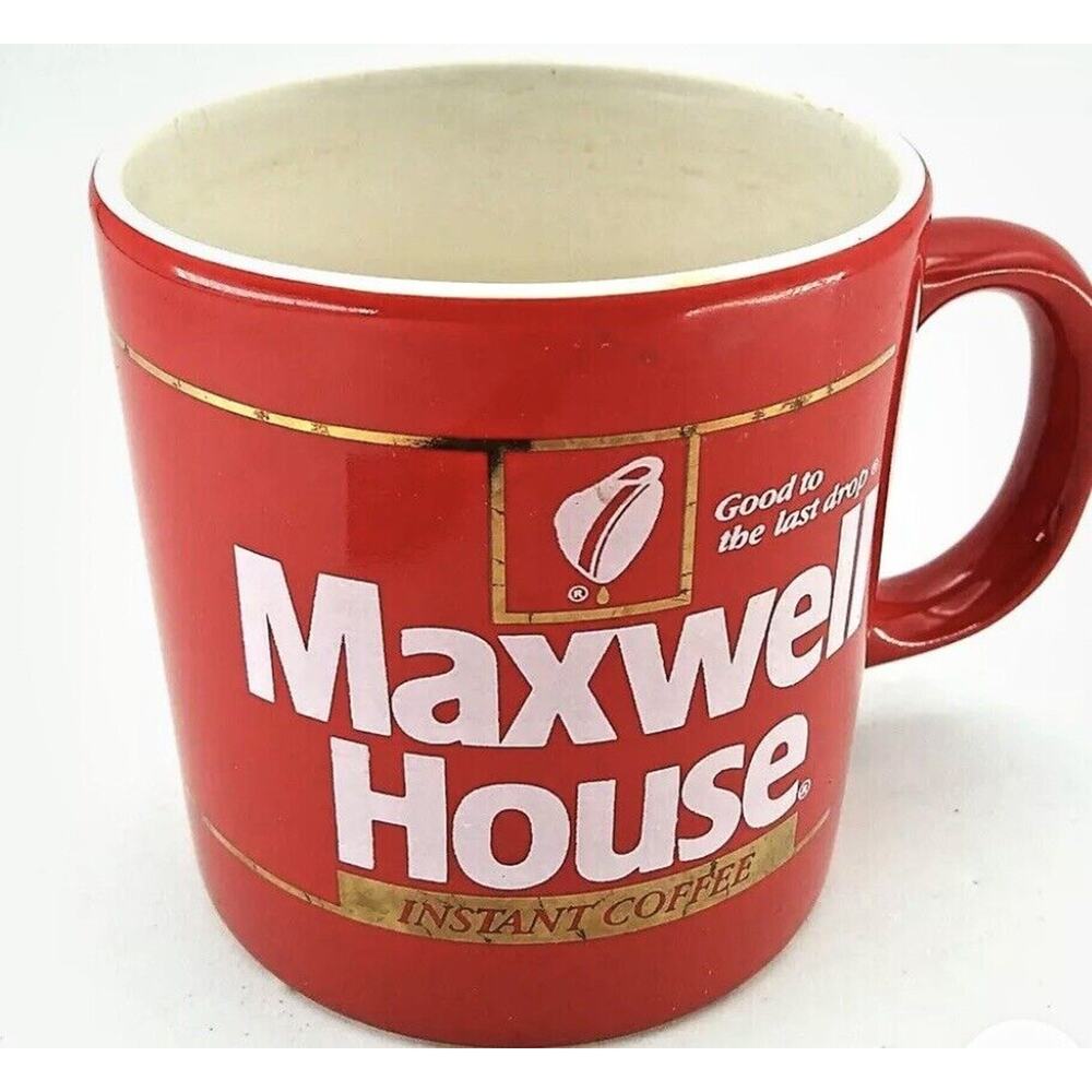 VTG  Coffee Cup Red Maxwell House Instant Coffee- Collectors 80s Red/Gold Retro